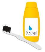 Duschgel und Zahnbürste